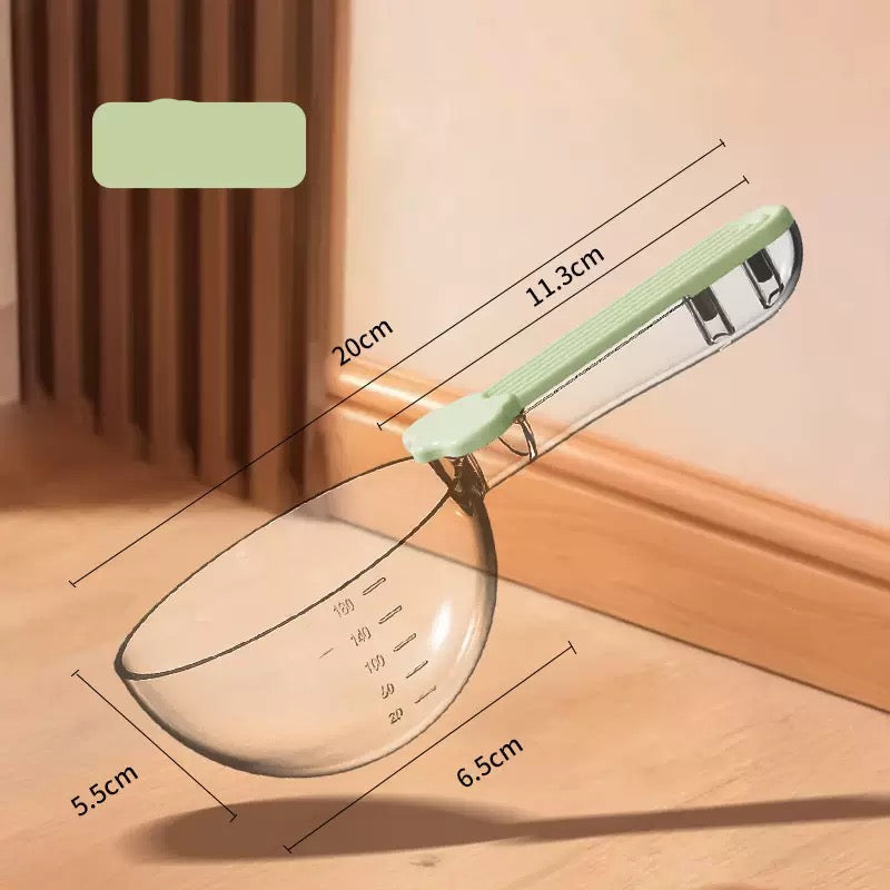 Cuchara medidora transparente para alimento