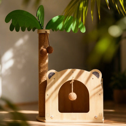 Rascador de cuerda casita con palmera