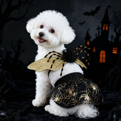 Vestido de halloween araña para mascotas