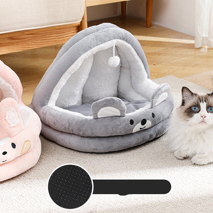 Casita de algodón osito gris para mascotas