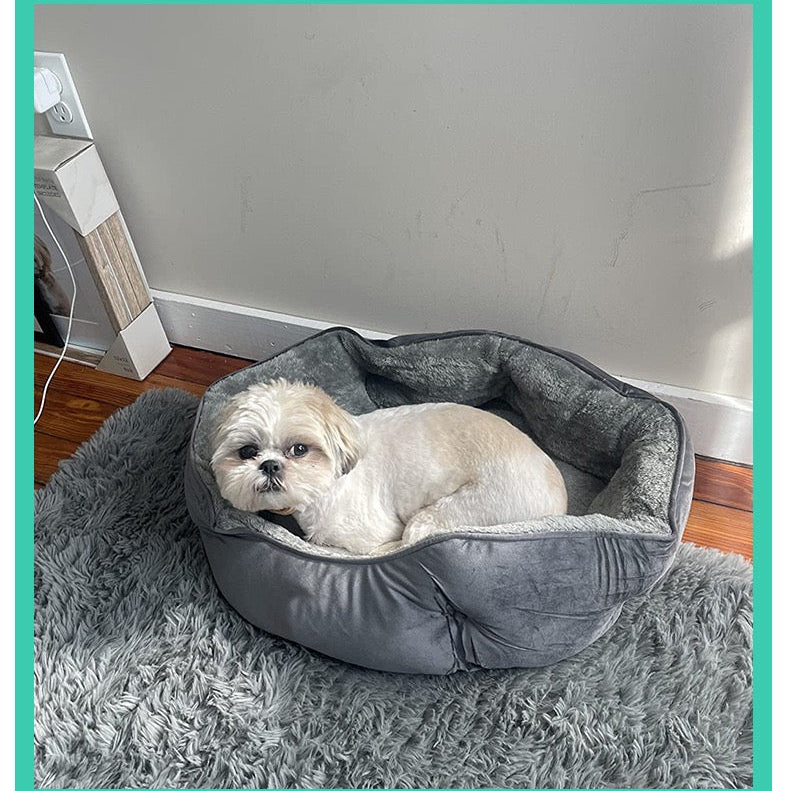 Cama redonda gris para mascota (dos tamaños)