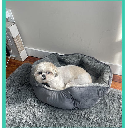 Cama redonda gris para mascota (dos tamaños)