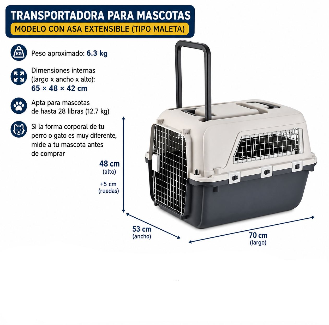 Kennel transportador para mascotas (4 tamaños disponibles)