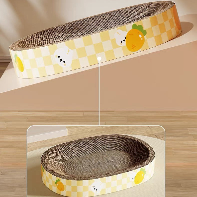 Rascador de cartón con diseño zanahoria para gatos