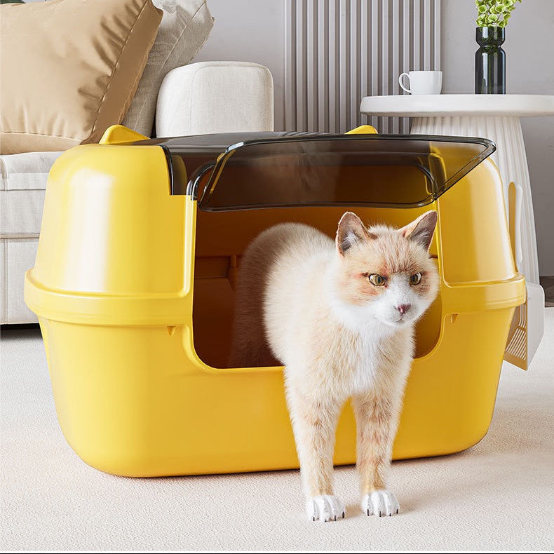 Arenero cerrado para gatos con diseño de orejitas