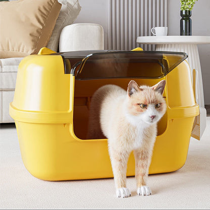 Arenero cerrado para gatos con diseño de orejitas