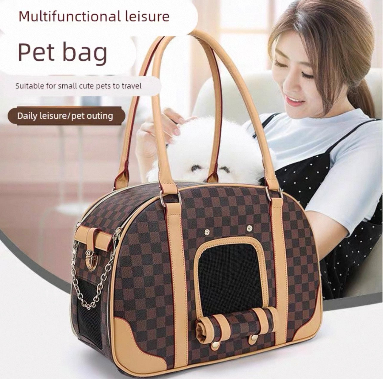 Bolso transportador elegante para mascotas pequeñas