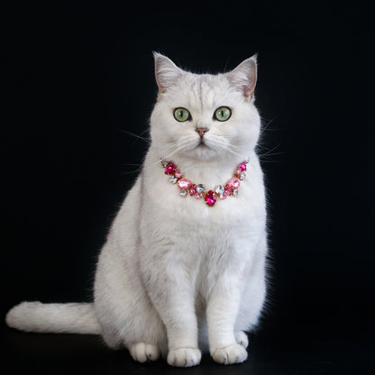 Collar brillante de piedra de colores para mascotas