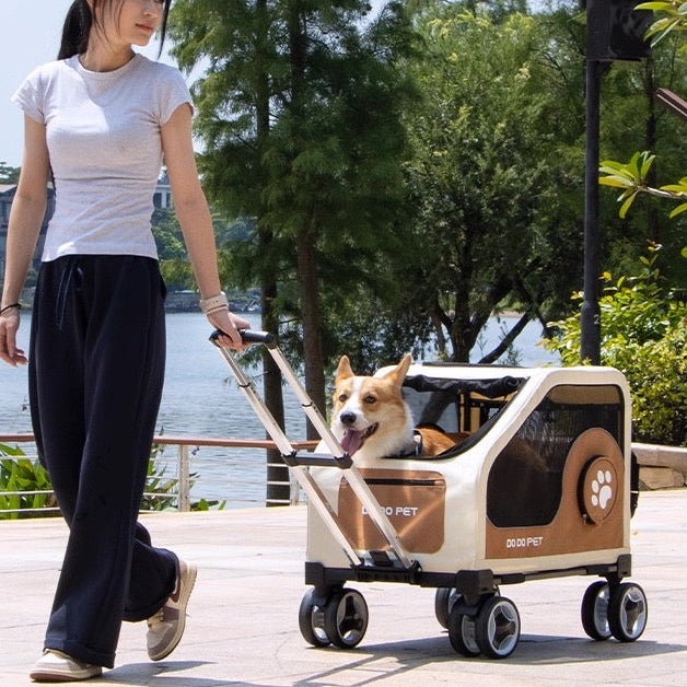 Coche para mascotas grandes dodopet beige (Soporta hasta 30kg)