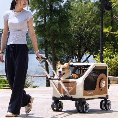Coche para mascotas grandes dodopet beige (Soporta hasta 30kg)
