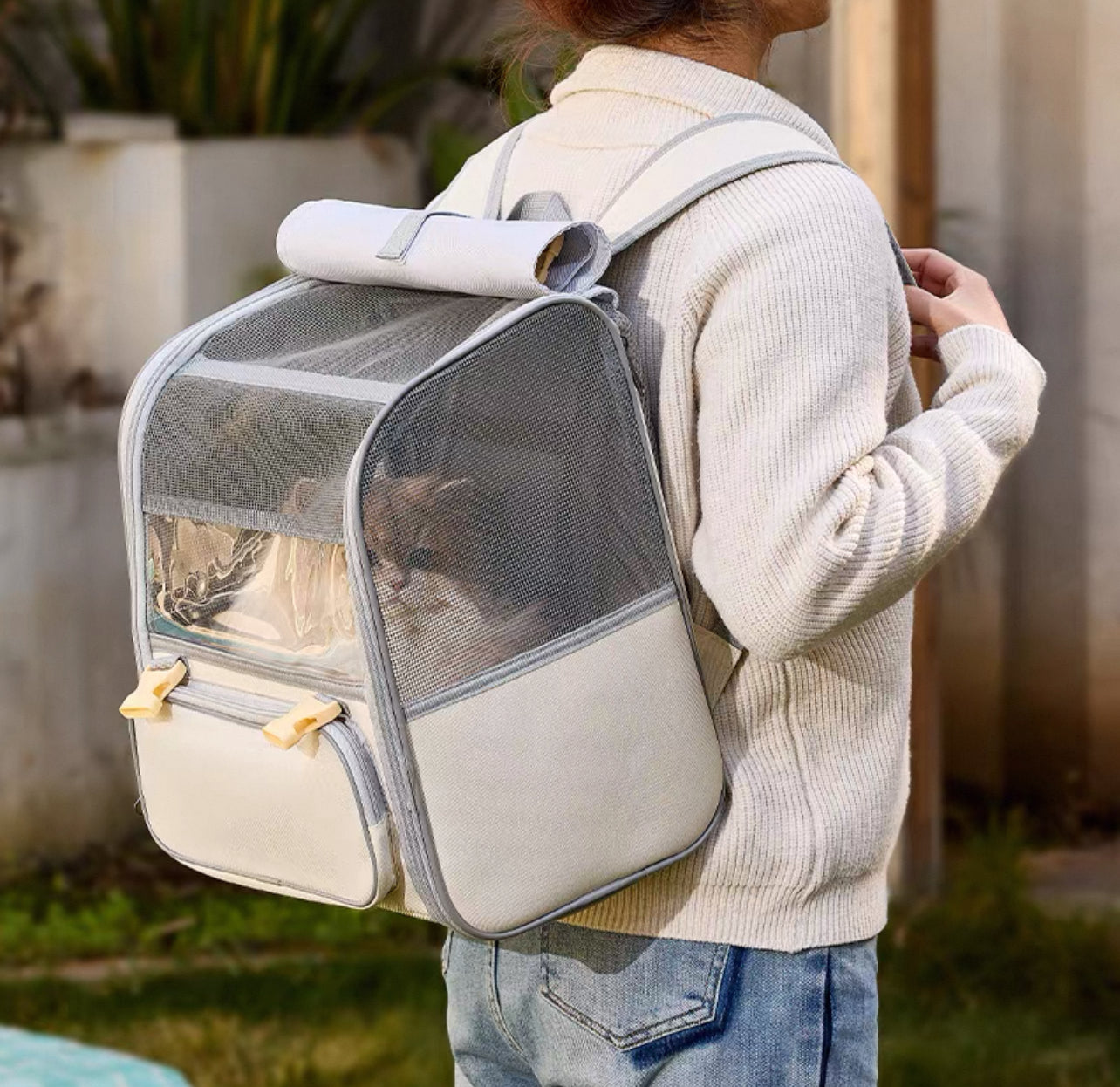 Mochila transportadora colgante para gatos