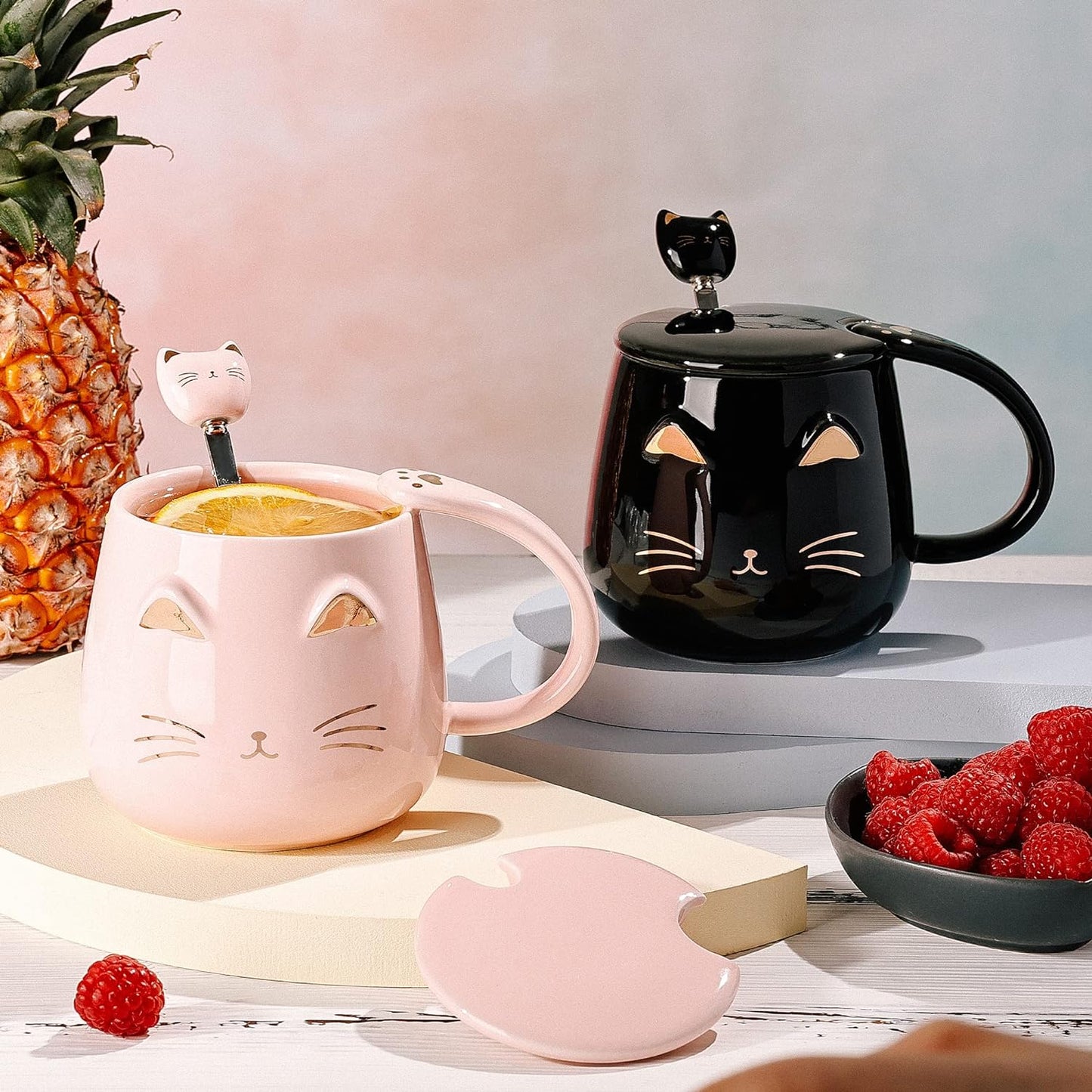 Tazas de cerámica con diseño de gato