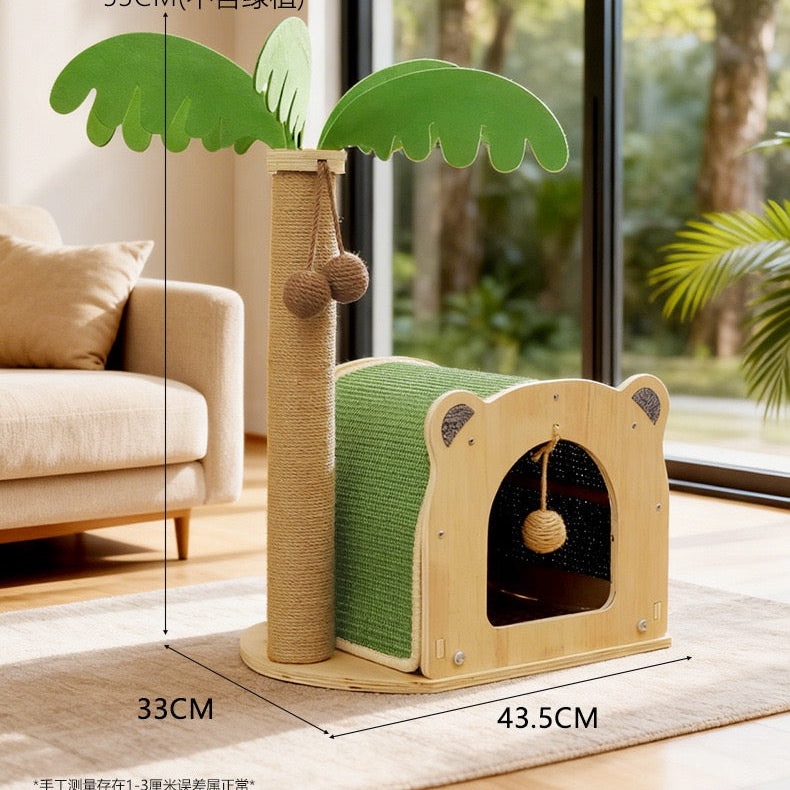 Rascador de cuerda casita con palmera
