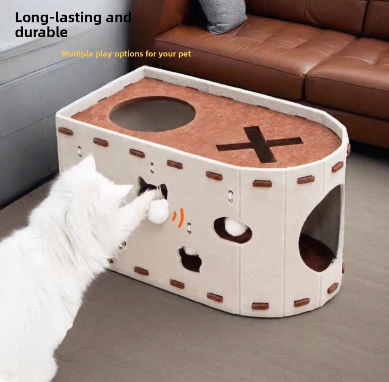 Rascador de fieltro beige para gatos modelo #rf03