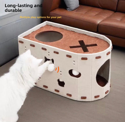 Rascador de fieltro beige para gatos modelo #rf03