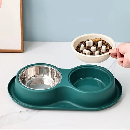 Comedero doble de plástico para gatos
