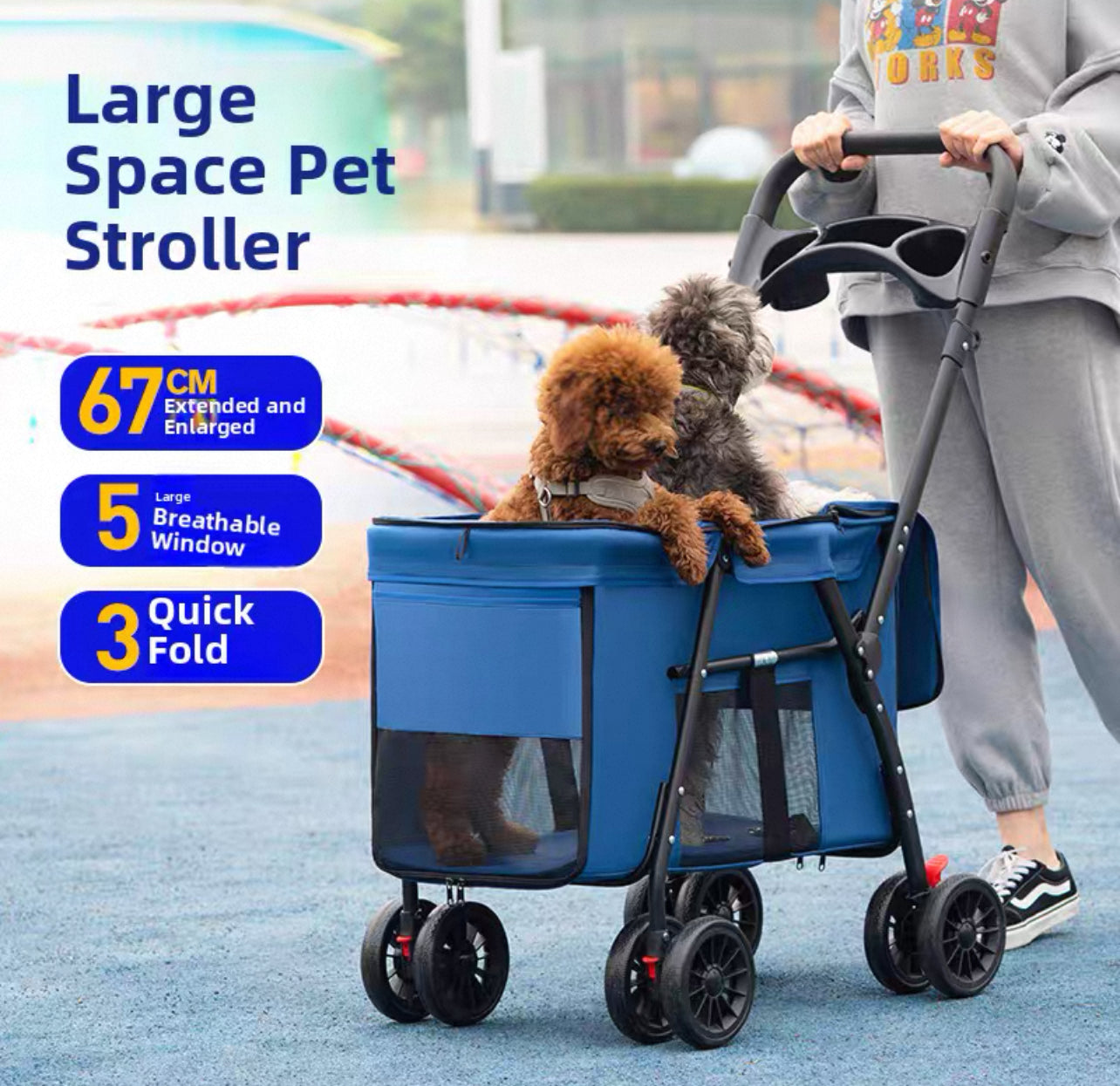 Coche bajo para mascotas (Hasta 30kg) Modelo W68