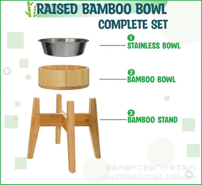 Comedero elevado de madera individual raza grande