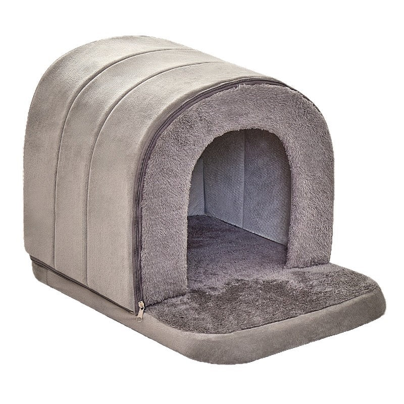 Casita de algodón gris para perros y gatos