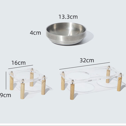 Comedero elevado de vidrio doble