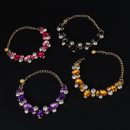 Collar brillante de piedra de colores para mascotas