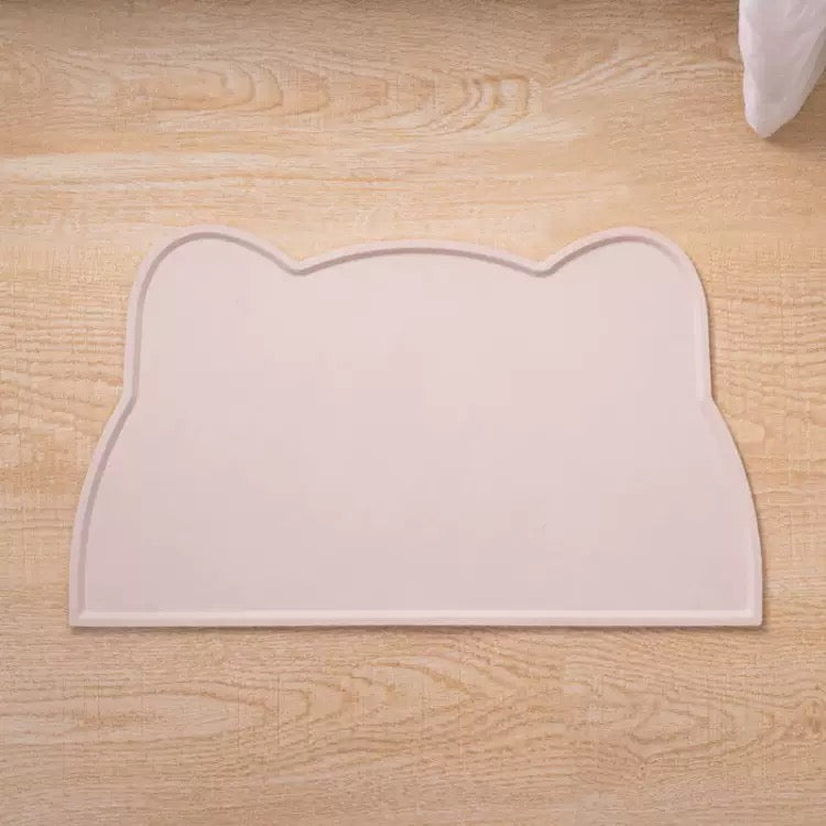 Alfombra para comedero de silicona diseño de gatito