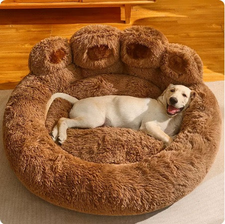 Cama de huellita chocolate para mascotas