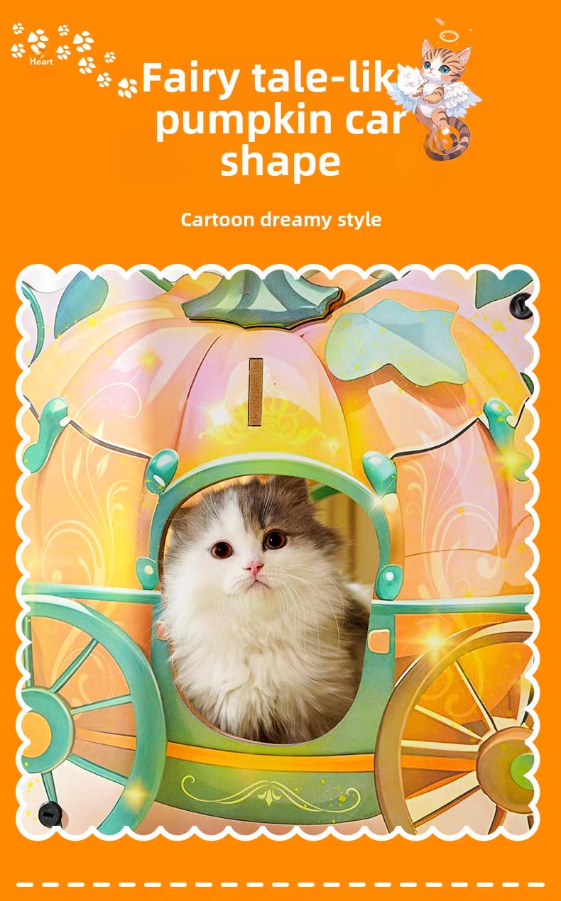 Rascador de cartón estilo carruaje para gatos