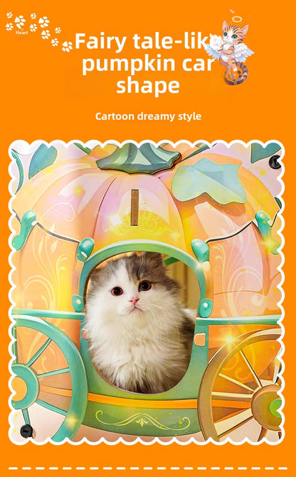 Rascador de cartón estilo carruaje para gatos