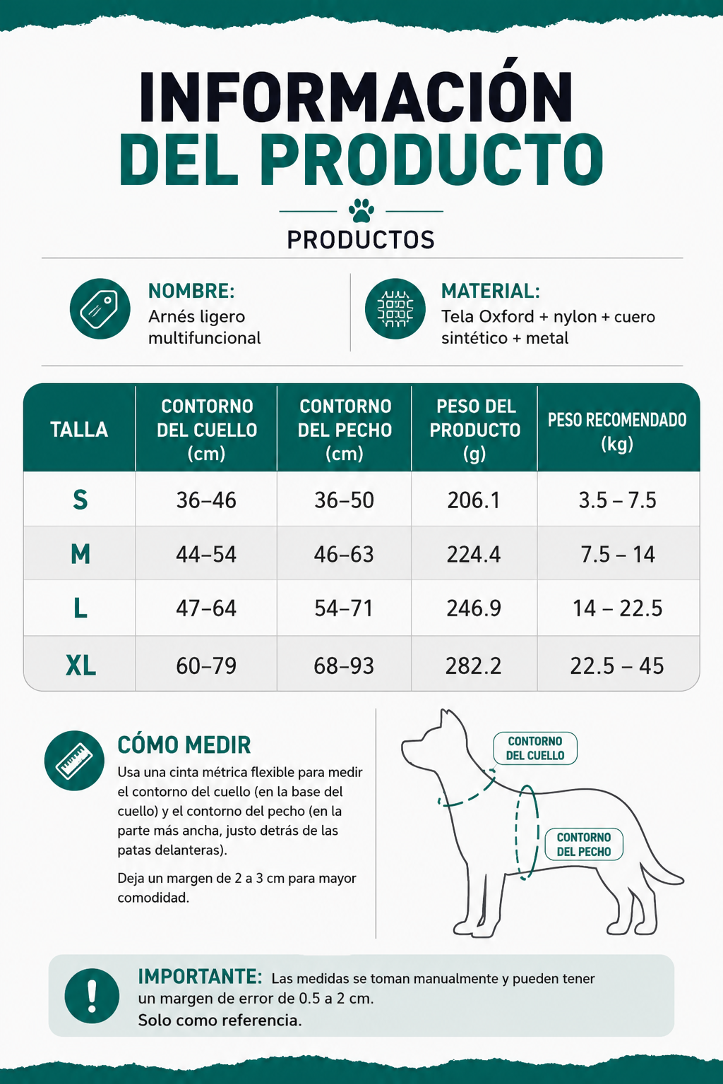 Pechera con correa modelo 429 para perros raza grande