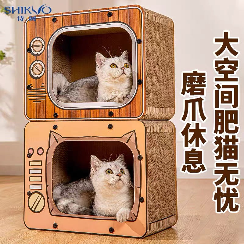 Rascador de cartón para gatos modelo televisión