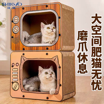 Rascador de cartón para gatos modelo televisión