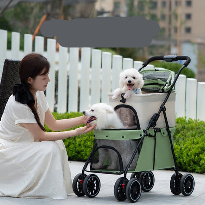 Coche doble desmontable para mascotas modelo 105 color verde