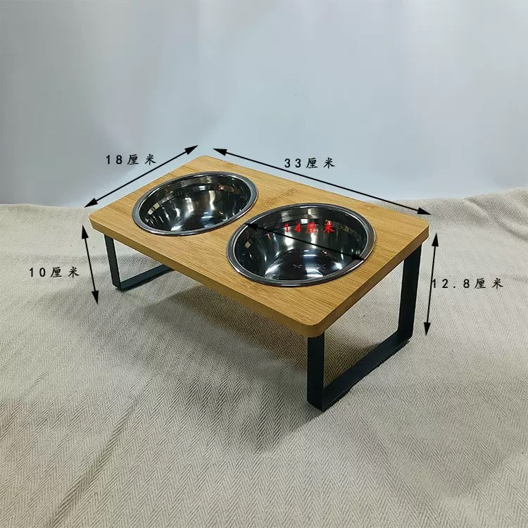 Comedero elevado de madera doble #2