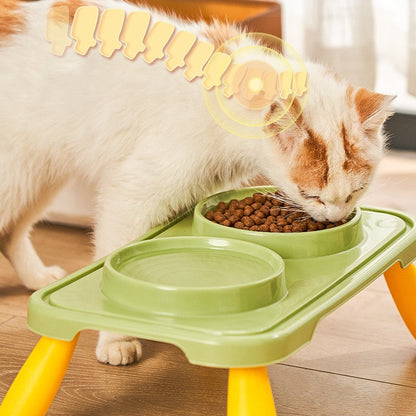 Comedero elevado de plastico doble naranja