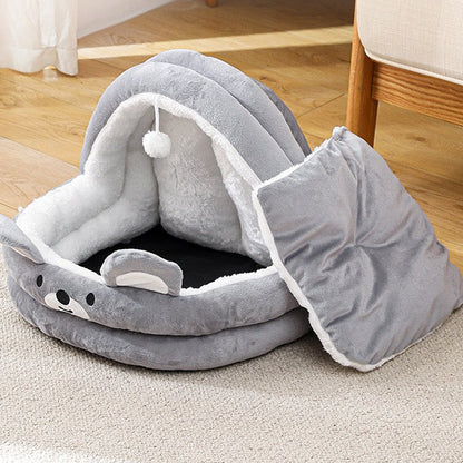 Casita de algodón osito gris para mascotas