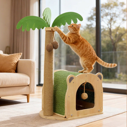 Rascador de cuerda casita con palmera