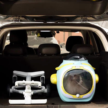 Coche para mascotas modelo submarino color celeste