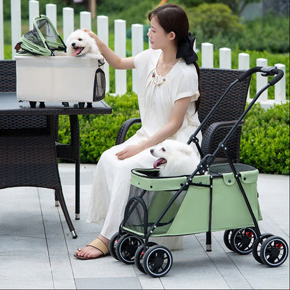 Coche doble desmontable para mascotas modelo 105 color verde