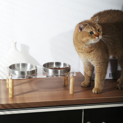 Comedero elevado de vidrio doble