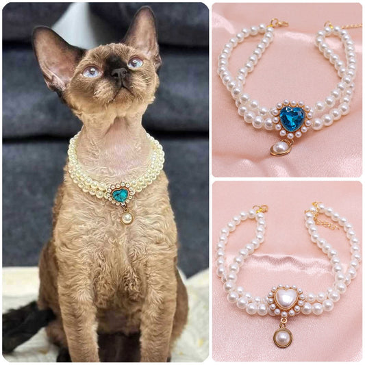 Collar brillante de perlas para mascotas