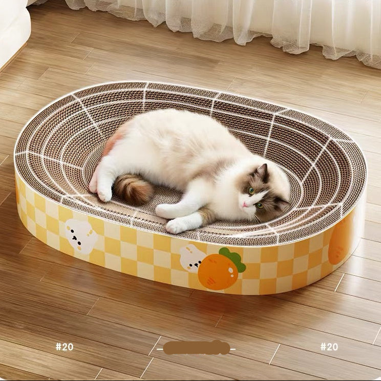 Rascador de cartón con diseño zanahoria para gatos