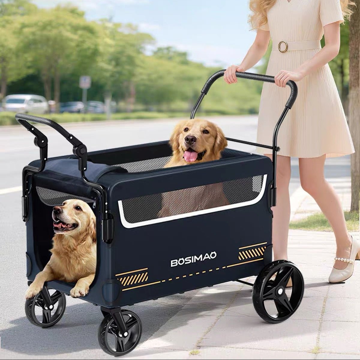 Coche para mascota mayores negro (Soporta hasta 100kg)