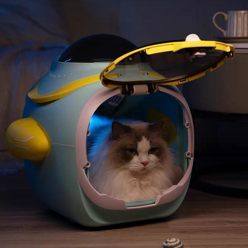 Coche para mascotas modelo submarino color celeste