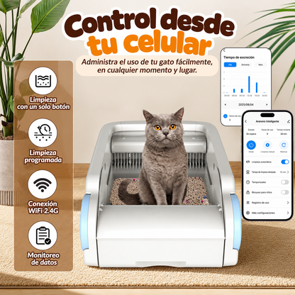Arenero inteligente abierto de limpieza automática