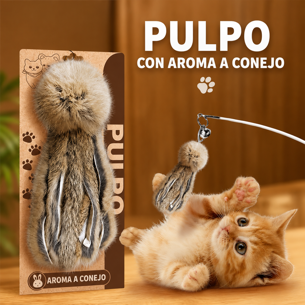 Juguete para gatos estilo pulpo con olor a conejo