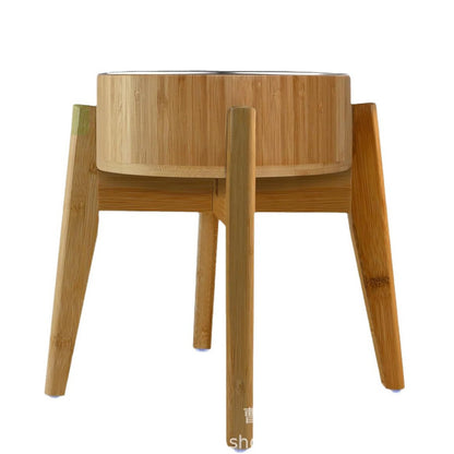 Comedero elevado de madera individual raza grande