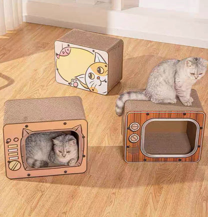 Rascador de cartón para gatos modelo televisión