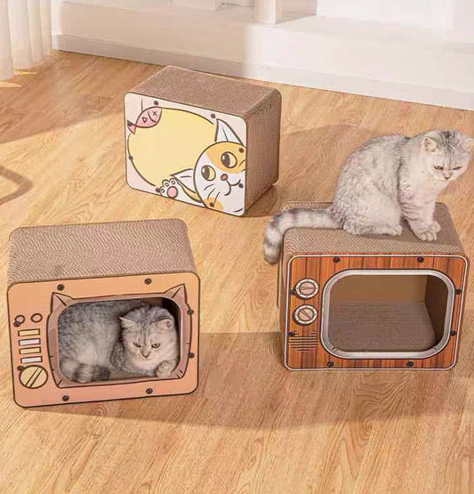 Rascador de cartón para gatos modelo televisión