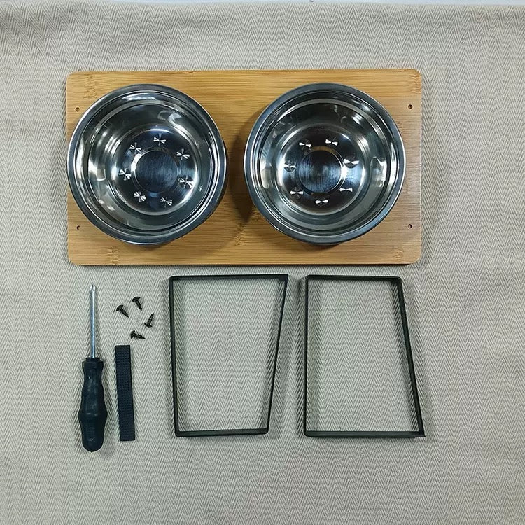 Comedero elevado de madera doble #2